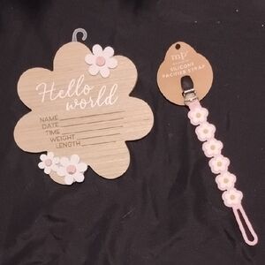 Pink Flower Silicone Pacifier Strap